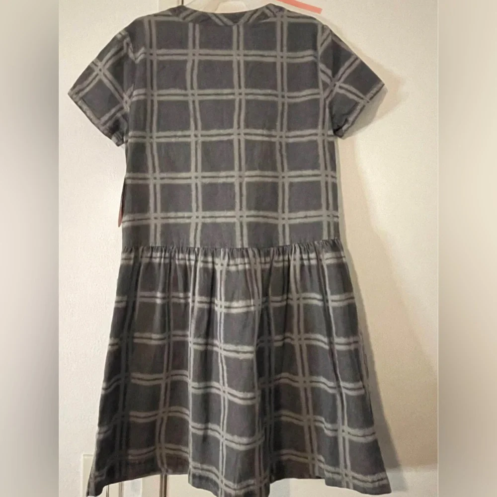Wonder Nation Girls Large Windowpane Grey Pocket Dress NWT